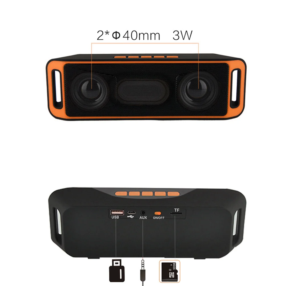 

Mini Speaker Portable Wireless Subwoofer Built-In Microphone Hd Audio Stereo Sound Orange For Audio Devices Bass