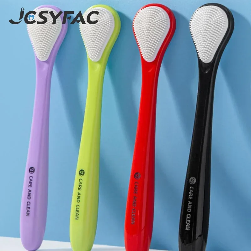 

Щетка для чистки языка из 2 штук — двусторонний скребок для языка, мягкий фиолетовый, сохраняет свежесть дыхания, удаляет налет, подходит для пар