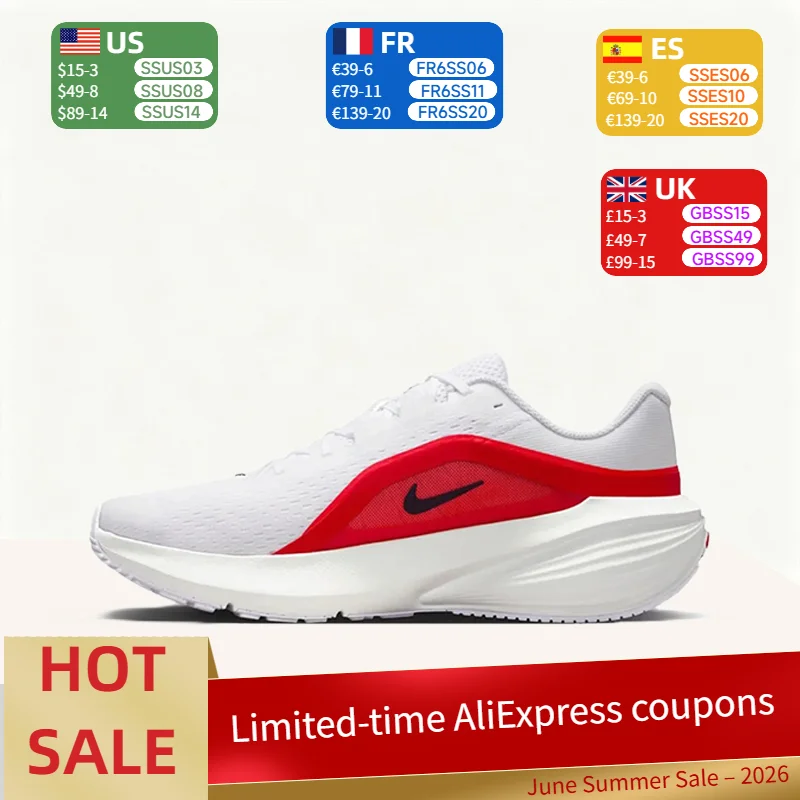 Nike Downshifter 14 Men's Versatile, Lightweight, and Breathable Low-Top Training Running Shoes in White and Red IB1895-103