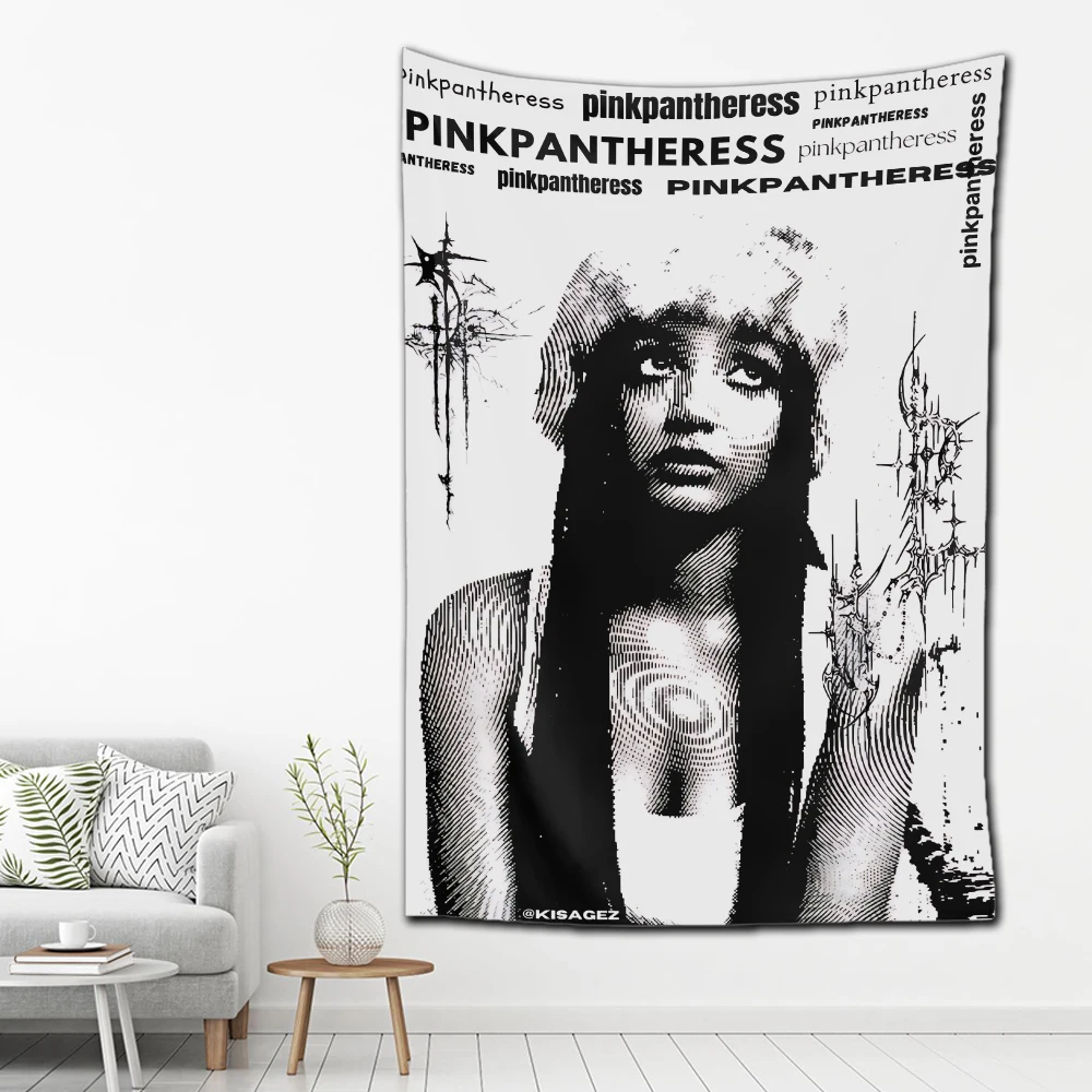 2024 British Female Singer P-PinkPantheress Tapestry Decoration Flag Living Room Wall Hanging Bedroom Wall Carpets tapestries