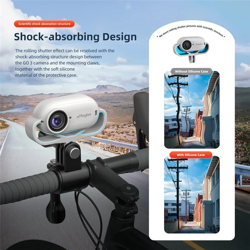 ABKI-AMAGISN Shockproof Silicone Case For Insta360 Go 3 Protective Frame Mount 1/4 Thread Adapter Protective Cover
