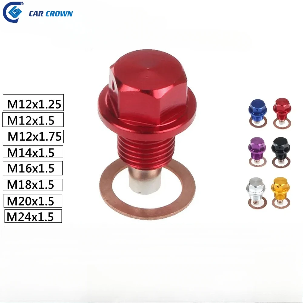 Magnetic Oil Drain Plug Oil Drain Sump Nut M12x1.25/1.5/1.75 M14-M24x1.5 Aluminum Alloy Gearbox Oil Sump Drain Plug