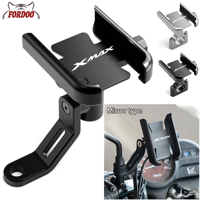 Soporte de teléfono móvil con espejo para manillar de motocicleta, accesorio CNC para Yamaha xmax300, xmax400, XMAX X-MAX, 125, 250, 300, 400