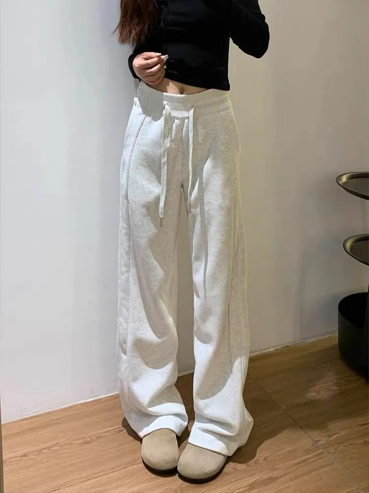 Damskie spodnie na co dzień z prostymi nogawkami Jesień Wiosna Nowy styl plus rozmiar Luźne spodnie z szerokimi nogawkami Modne spodnie dresowe Odzież damska