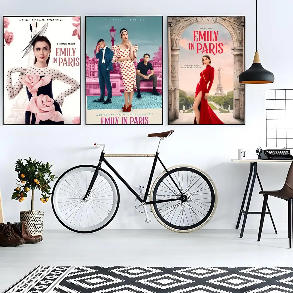 TVSeries Romantic E-Emily in P-Paris Poster Sticky Poster Paper Sticker DIY Room Bar Cafe Wall Decor Gift
