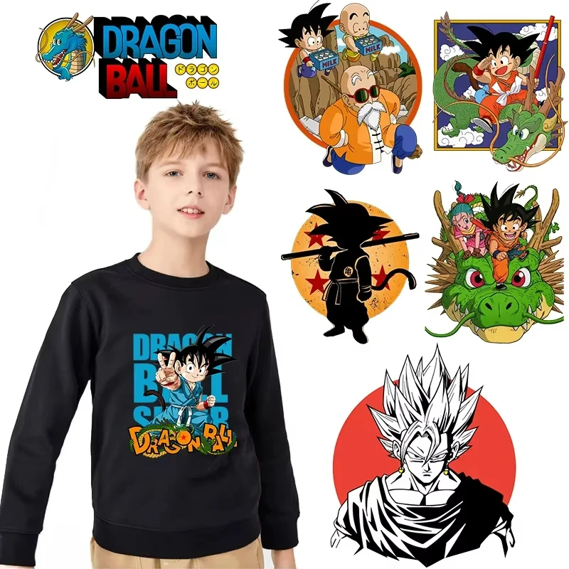 2pcs Dragon Ball Clothes Sticker Son Goku Patches Cartoon Iron on Clothing Patches Heart Transfer Applique Hot Thermal Sticker