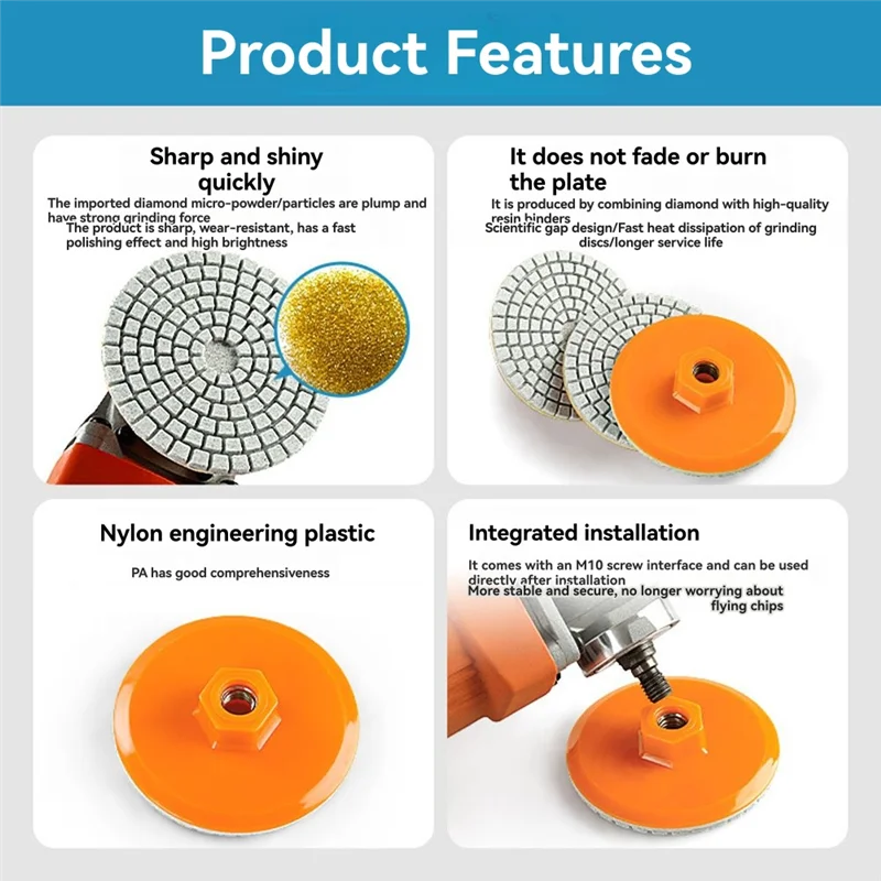 

AT21-5PCS 80Mm M10 Angle Grinder Tile Trimming Disc Dry Polishing Marble Porcelain Chamfering Grinding Edge