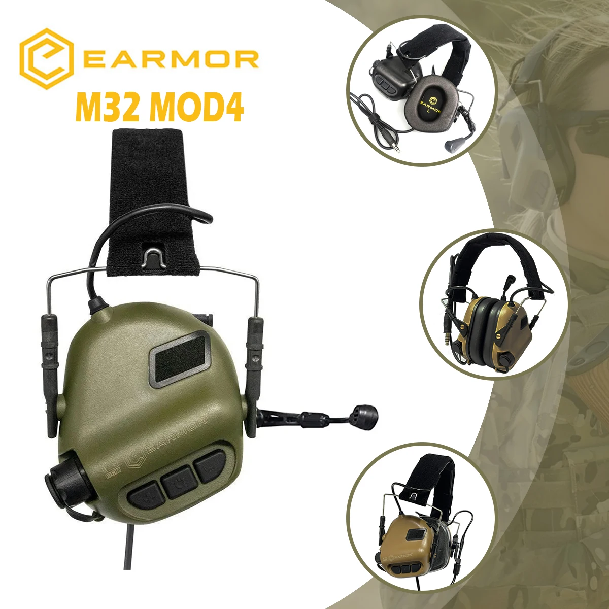 

EARMOR M32 MOD4 Tactical Headset Hunting Shooting Earmuffs Microphone Communications Earmuffs Anti-Noise Sound Amplification