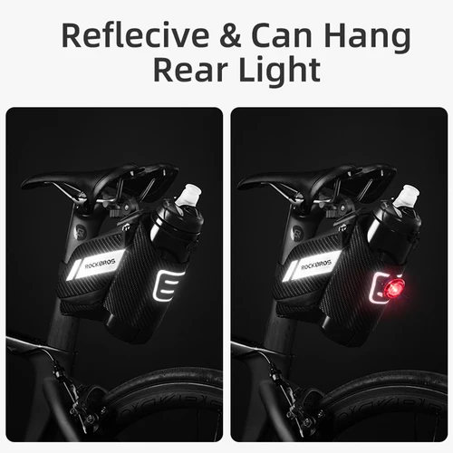 Imagen 2 del producto ROCKBROS-bolsa trasera para bicicleta, bolsa trasera para bicicleta con capacidad de 1L, impermeable, reflectante, para asiento de sillín de bicicleta de montaña y carretera, bolsas traseras para ciclismo