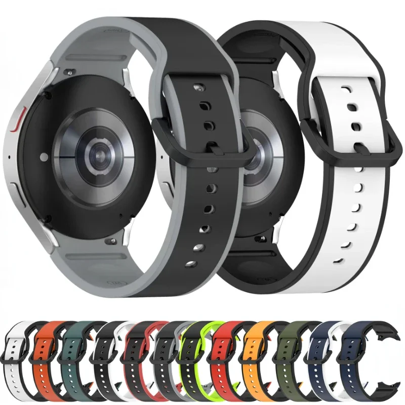 Silicone Strap For Samsung Galaxy Watch 7 6 5 4 40mm 44mm Pro 45mm Sport Two-tone Bracelet Wristband For Watch 6 Classic 43/47mm