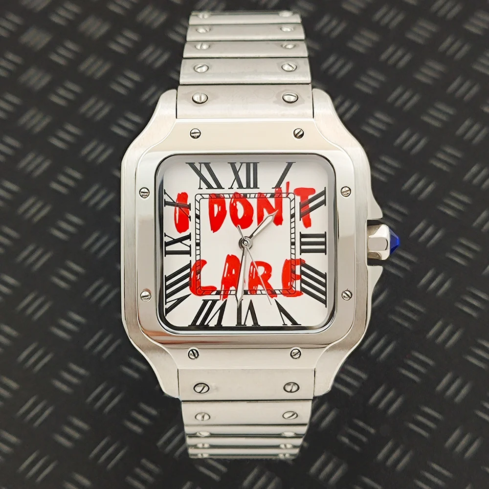 Jam Tangan Santos 38MM Jam Tangan NH35 Jam Tangan Pria Logo Kustom Jam Tangan Persegi Jam Tangan Pria Baja Tahan Karat Gerakan NH35