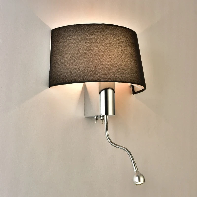 Modern LED Wall Light With Fabric Lampshade For Bedroom Bedside Applique murale luminaire LED Warm Light Wall Sconce
