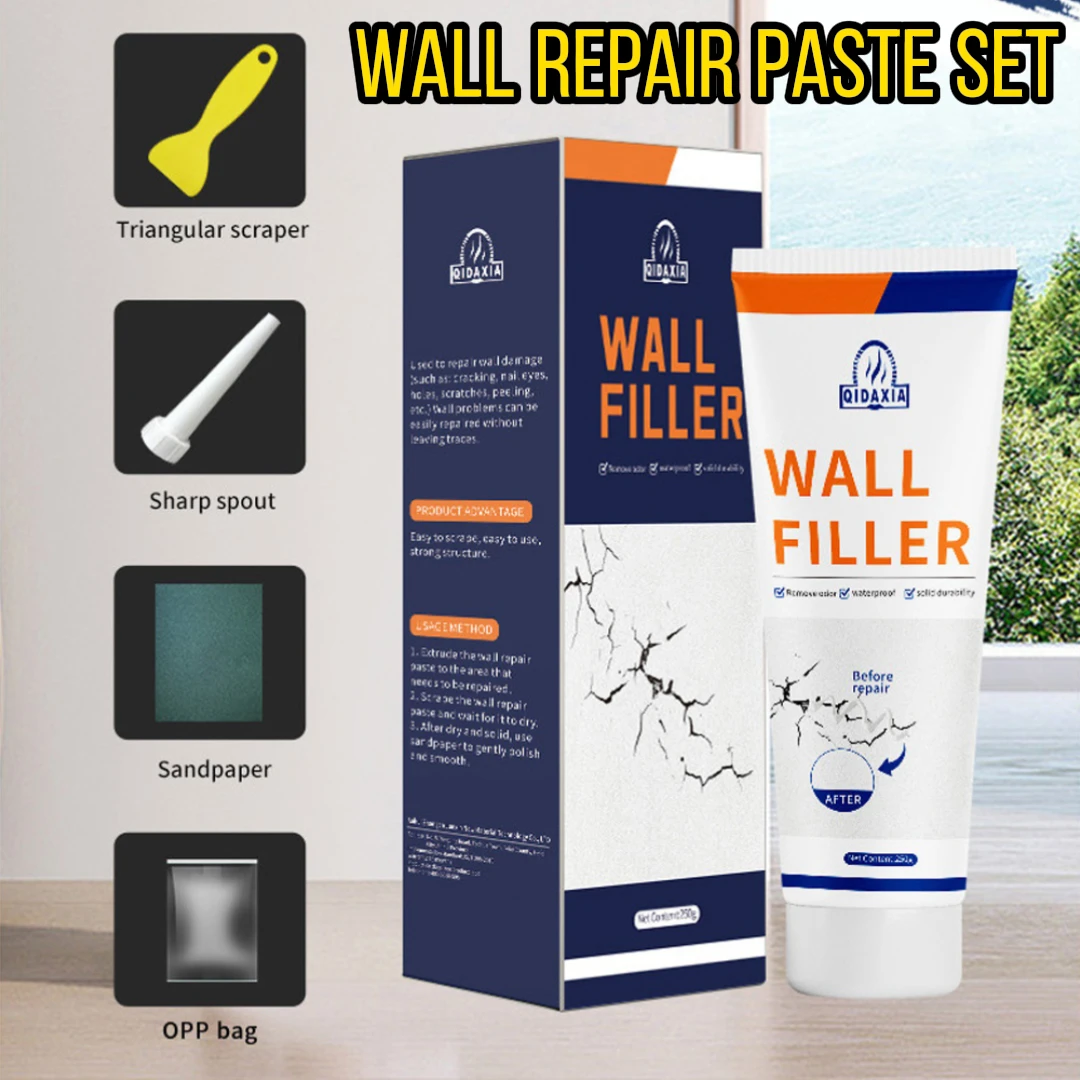 250g Wall Repair Paste Set with Spatula - Easy-to-Use, No-Mixing Formula, ideal for Home Wall Fixes, White Color, Long-Lastin