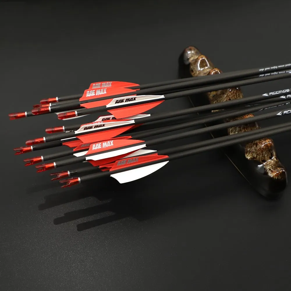 6-12pcs ID 3.2mm Spine 350 - 1000 Pure Carbon Arrow Straightness 0.009 Archery Arrow For Compound /Recuvre Bow Shooting