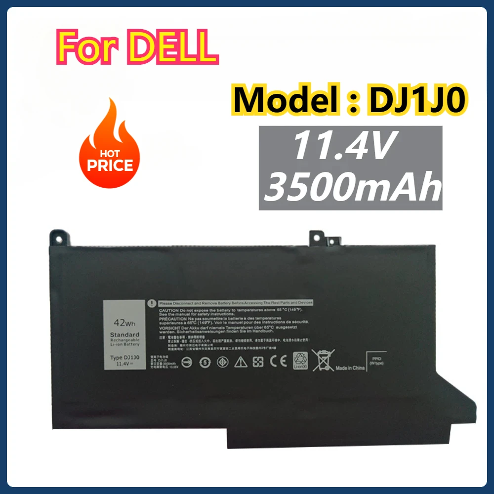 

New DJ1J0 Battery 11.4V 42WH for Dell Latitude 12 7280 7380 7480 7290 7490 Laptop Battery