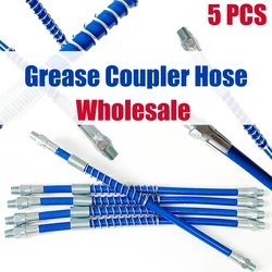 5PCS 30/40/50cm Grease Gun Coupler Hose Long Extension Tube Flexible Heavy Duty High Pressure Grease Gun Whip for Grease