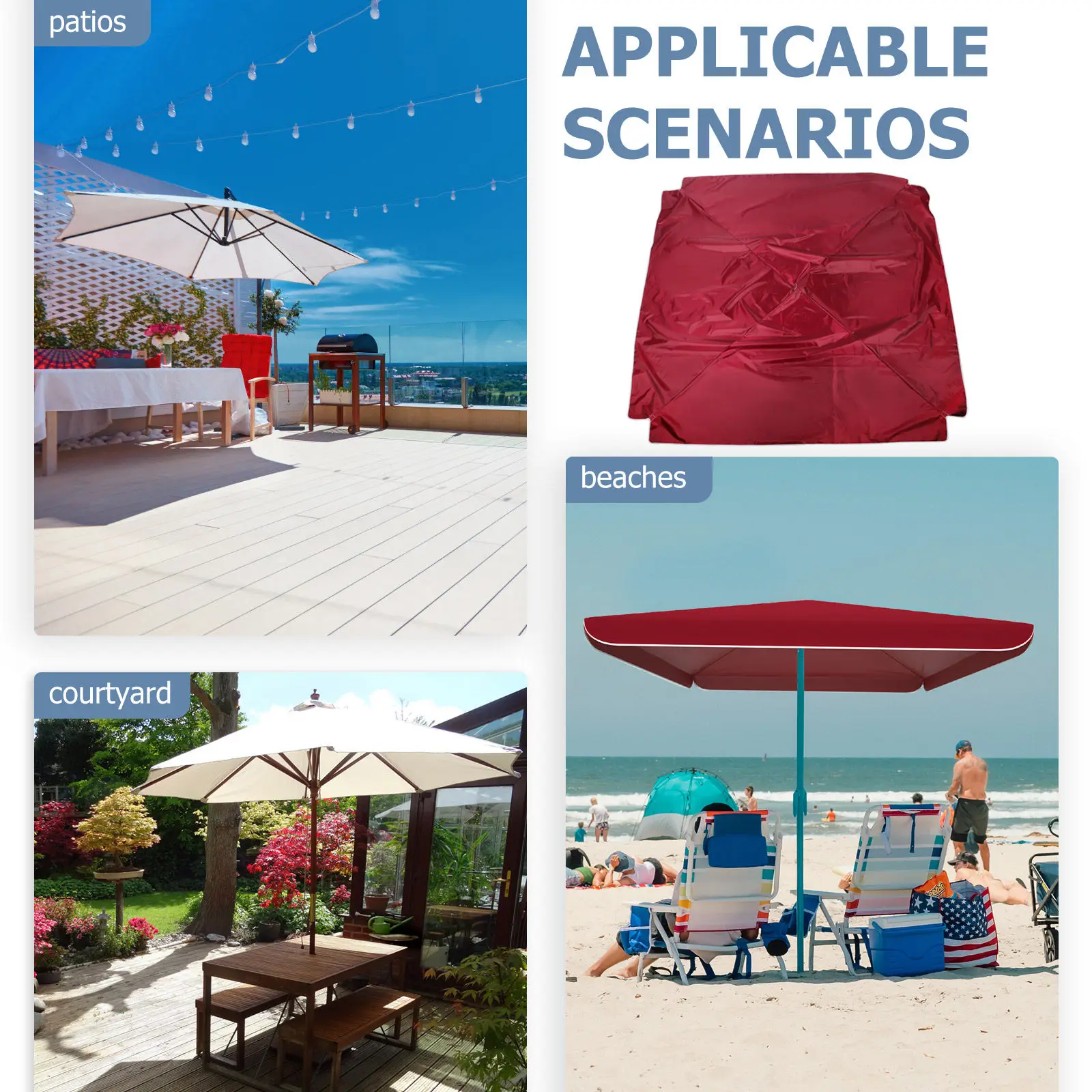 Outdoor Umbrella Canopy Replacement Premium Uv Blocking Rainproof Windproof Fabric for Patio Garden Shade Umbrella Use