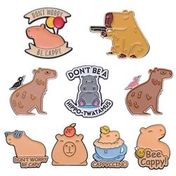 Cartoon Hippo Smalto Spilli Carino Ippopotamo Capibara Spille Distintivo da bavero Vestiti Zaino Accessori Gioielli Spilla all'ingrosso