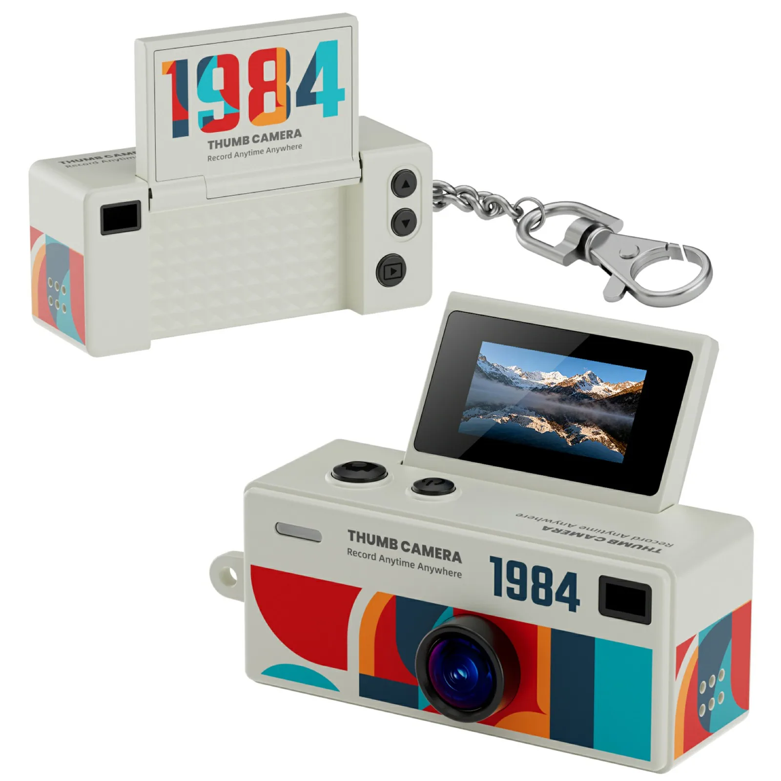 Retro Digitalkamera 0,96 Zoll Klappbildschirm CCD-Kamera Schlüsselanhänger-Kamera 1080P HD Daumenkamera Camcorder Videorekorder mit Blitz