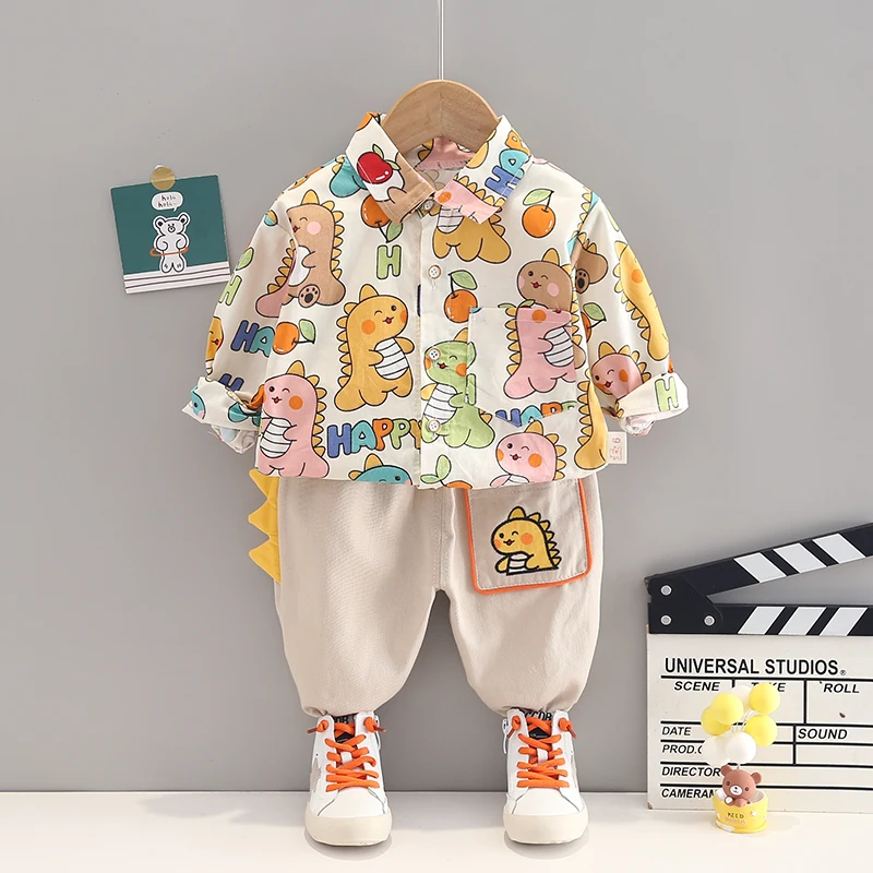 

Kids Clothing Sets for Baby Boys Autumn Infant Casual Clothes Outfits Kids Tracksuit Children Cartoon Shirt Pants 2 Pcs Suit