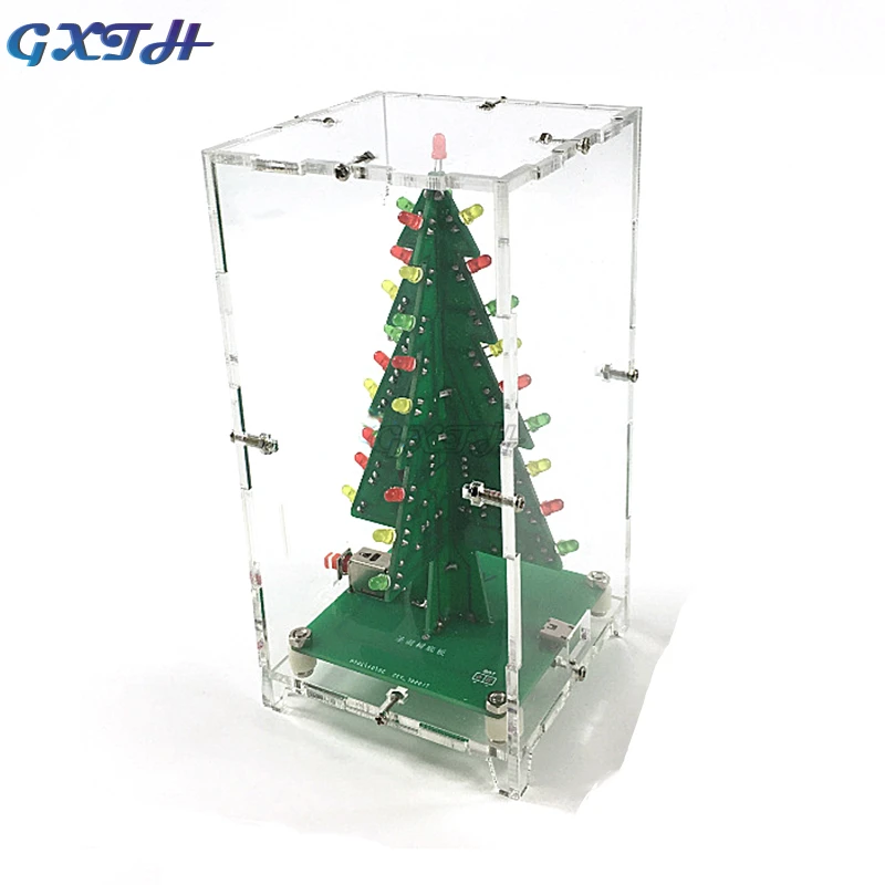 DIY Electronics Kit 3D Christmas Tree RGB Flash Circuit Board Soldering Practice Assembly Kit