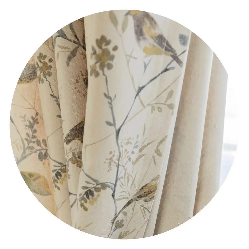 Zasłony bawełniane lniane do salonu beżowa gałąź zasłona okienna z nadrukiem do sypialni Vintage zasłony okienne panele niewidomych Decor — zdjęcie 6