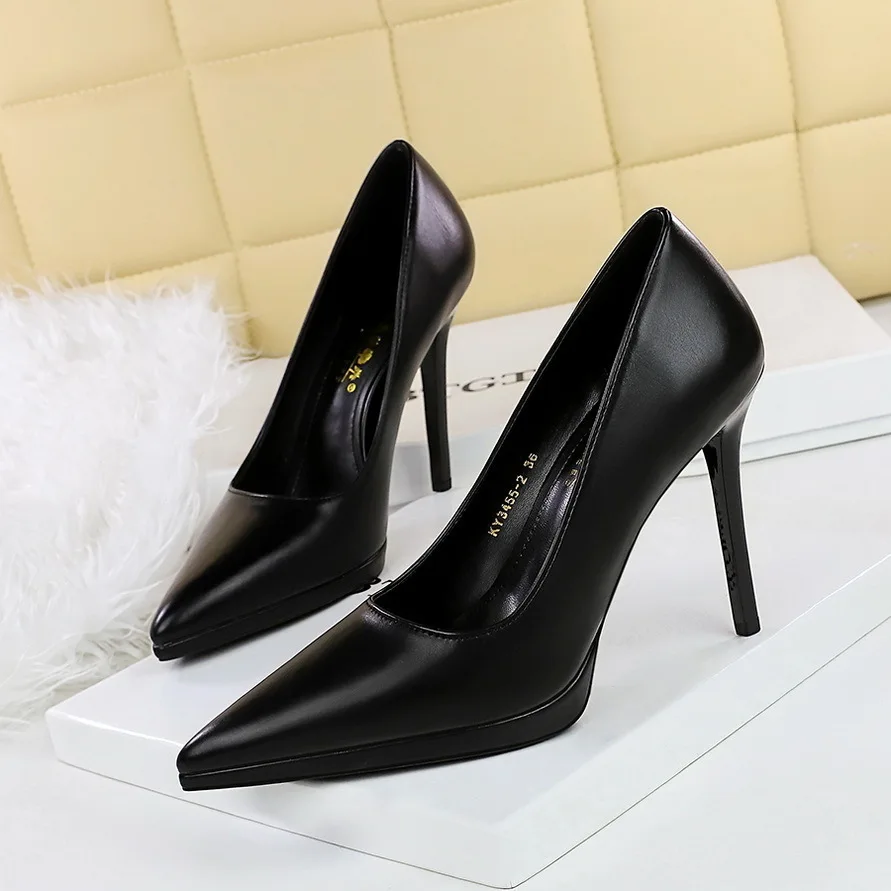 

New Fashionable Banquet Shoes With Thin Ultra He Waterproof Platform Shallow Mouth Pointed Single Shoes Women's High Women Pumps