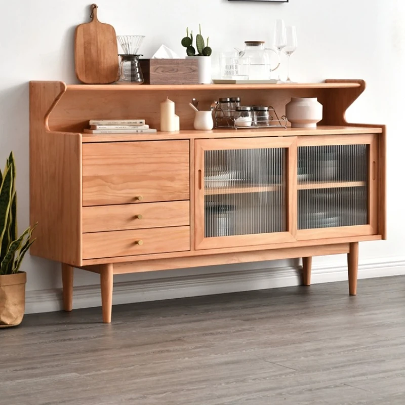 

Nordic solid wood dining side cabinet small apartment living room coffee cabinet living room locker entrance cabinet