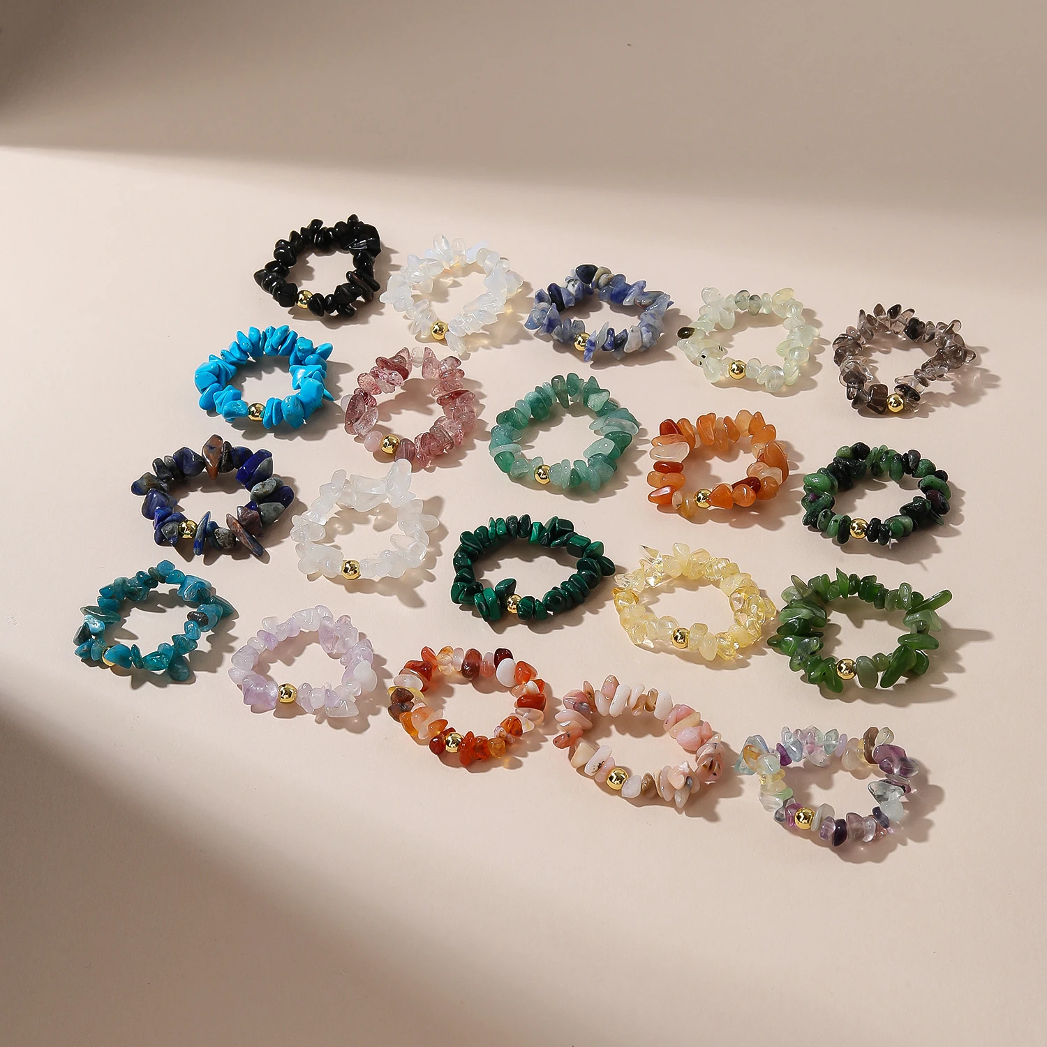 60 Stile Natürliche Steinchip-Ringe Schmuck Personalisierte Ringe Fingerringe Damenring Geschenk Boho Rohe Kristall-Accessoires – Detail 5