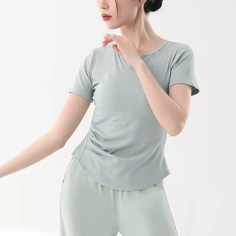 practice clothes women's long-sleeved finger tops, new Chinese dance classical body training dance clothes, short sleeves