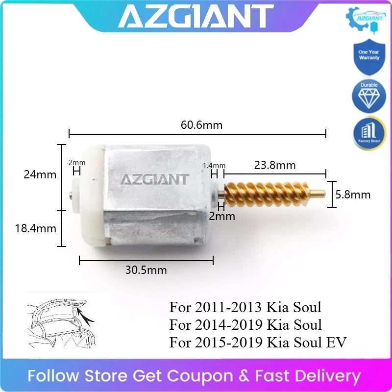 

AZGIANT for 2011-2019 Kia Soul Trunk Lock Actuator Tailgate Mini Motor DC 12V Exact OEM Parts 812302W000
