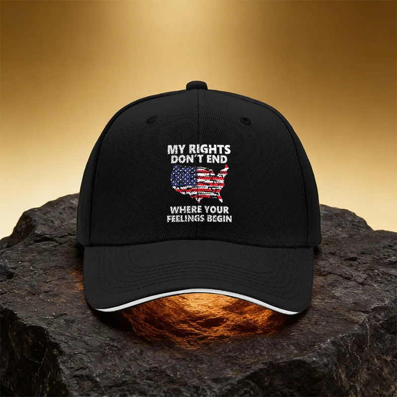 USA Map Flag Text Hat, Unisex Printed Baseball Cap Sandwich Brim Snapback Sports Cap, Suitable for Daily Commuting and T