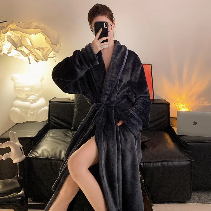 Plus size nightgown-833 milk gray women