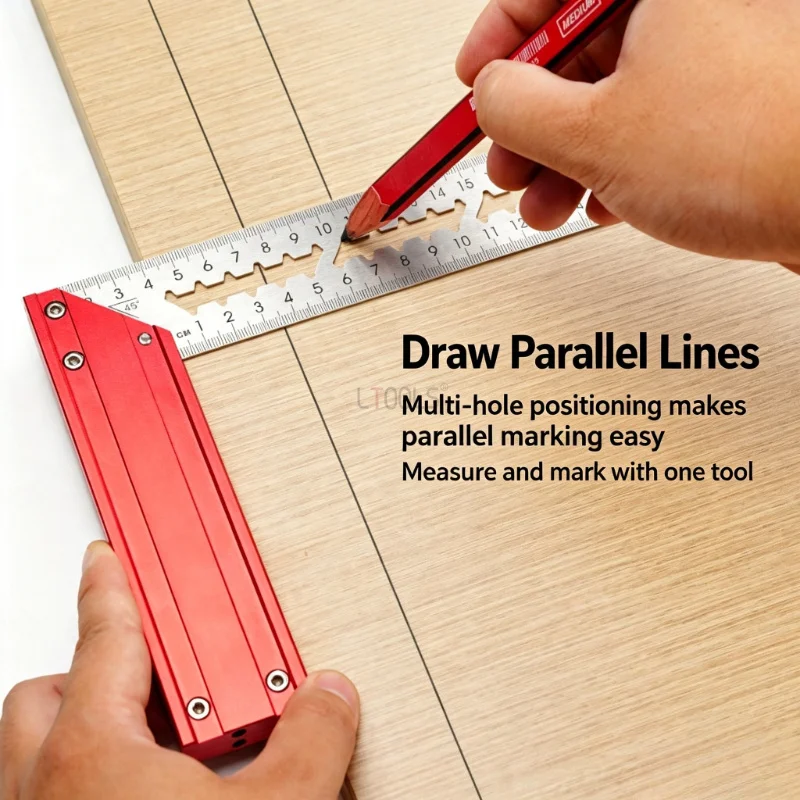 Stainless Steel Woodworking Square Thick Ruler Aluminum Stop L Right Angle High Precision Carpentry Measuring Mark Hand Tools