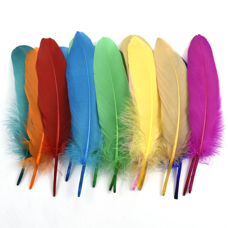 Wholesale 100Pcs Hard Stick Goose Feathers for Jewelry Making Crafts Needlework Natural Decor Handicraft Accessories Decoration