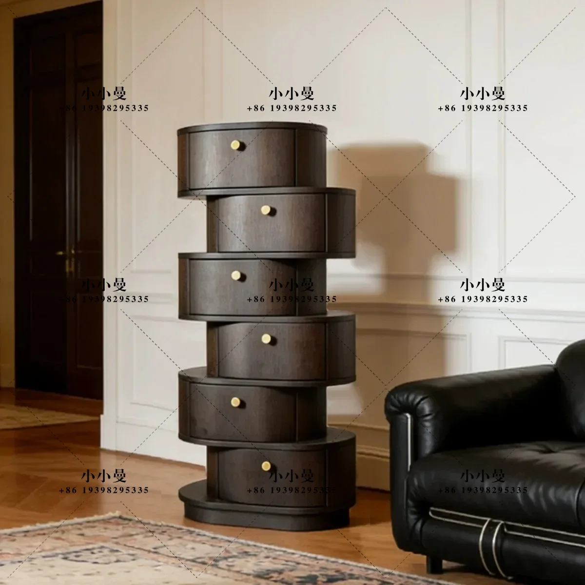 Modern minimalist multi-layer drawer living room bedroom light luxury high-end oval designer six-drawer chest