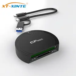 XT-XINTE 2 In 1 CFast 2.0 /SD Card Reader USB3.2 Gen2 10Gbps Type-C for Android Phone Laptop PC Memory Card Adapter Portable