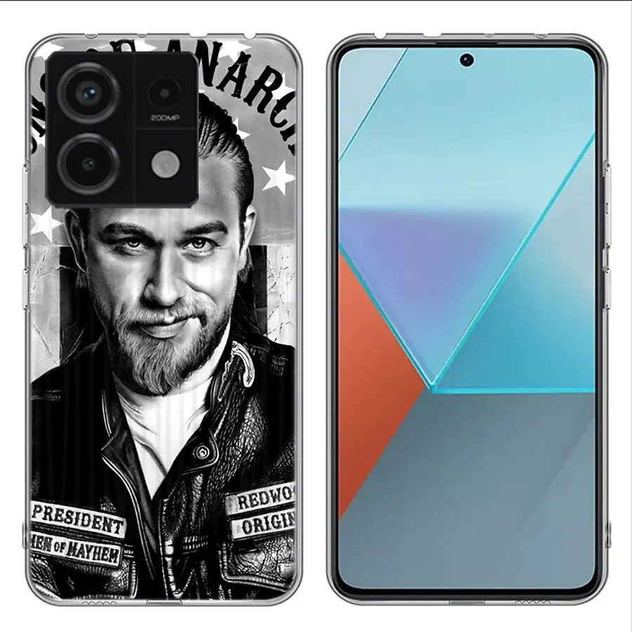 American TV Sons of Anarchy Clear Phone Case For Xiaomi Redmi Note 11 11S 11T 11E 10 10S 9 9S 9T 8 8T Pro 7 K70 K60 K20 TPU Patt