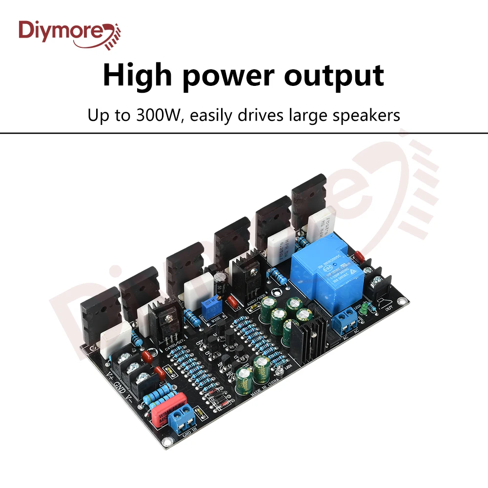 300W Mono Power Amplifier 1943+5200 Hifi High-Power Audio Amplifier Board With Speaker Protection DC 20V-90V