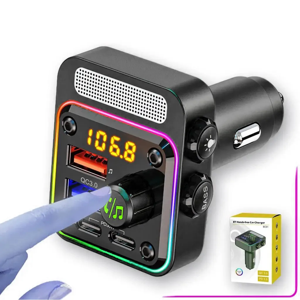 

HM13X Автомобильный Bluetooth MP3-плеер Dual PD 36 Вт Быстрая зарядка HIFI Музыкальный автомобильный FM-передатчик Прикуриватель Зарядное устройство Адаптер