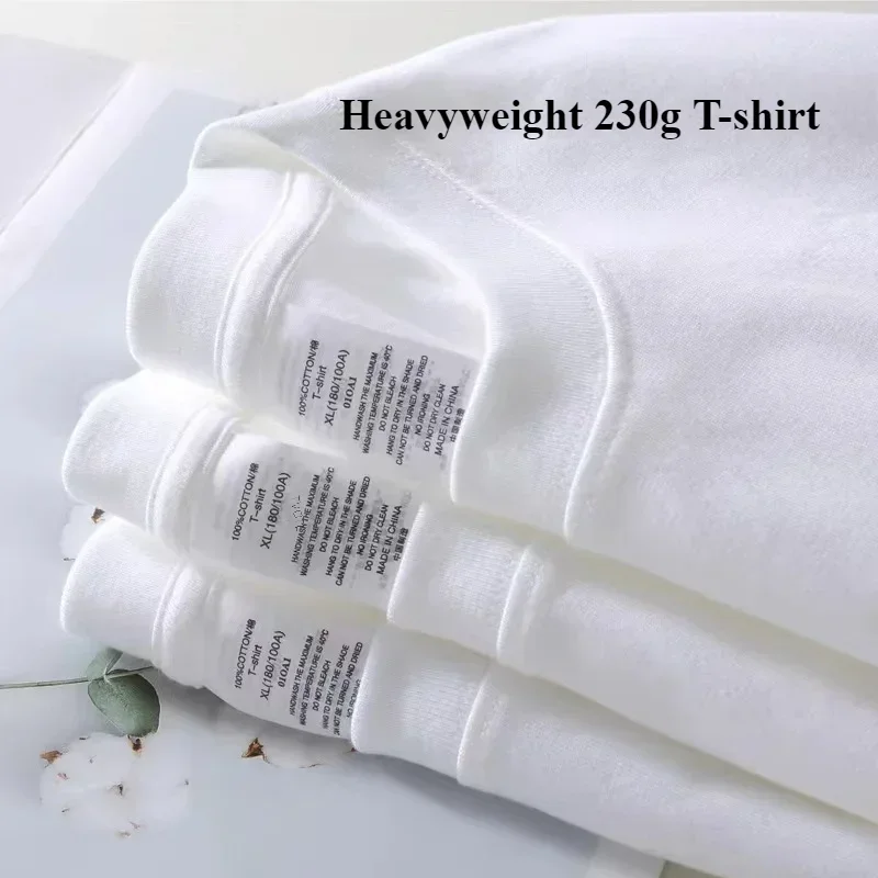 

Pop Summer Round Neck Short Sleeve T-shirt 230g Cotton Solid Color Tees For Men Women Heavyweight Short Sleeve Tees