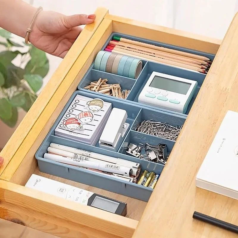 1pc Organized Drawer Storage Set Four-Slot Stationery Organizer Box For Pastry Table Bathroom Kitchen Workbench Home Accessories