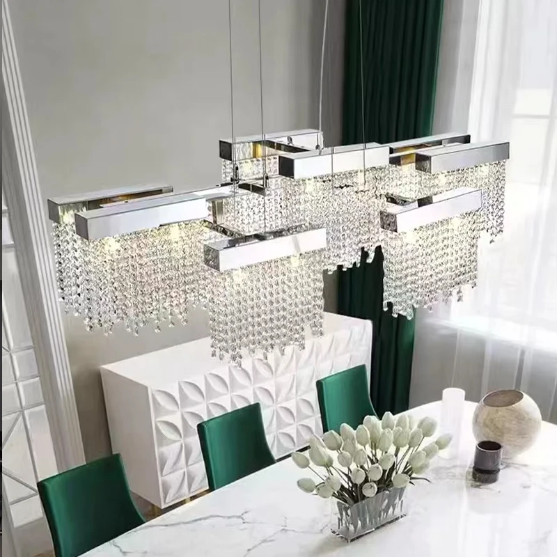 Luxury Crystal Tassel Waterfall Chandeliers Modern Hanging Lights for Cottage Ceiling LED Lamps Home Decor Lustre Living Room