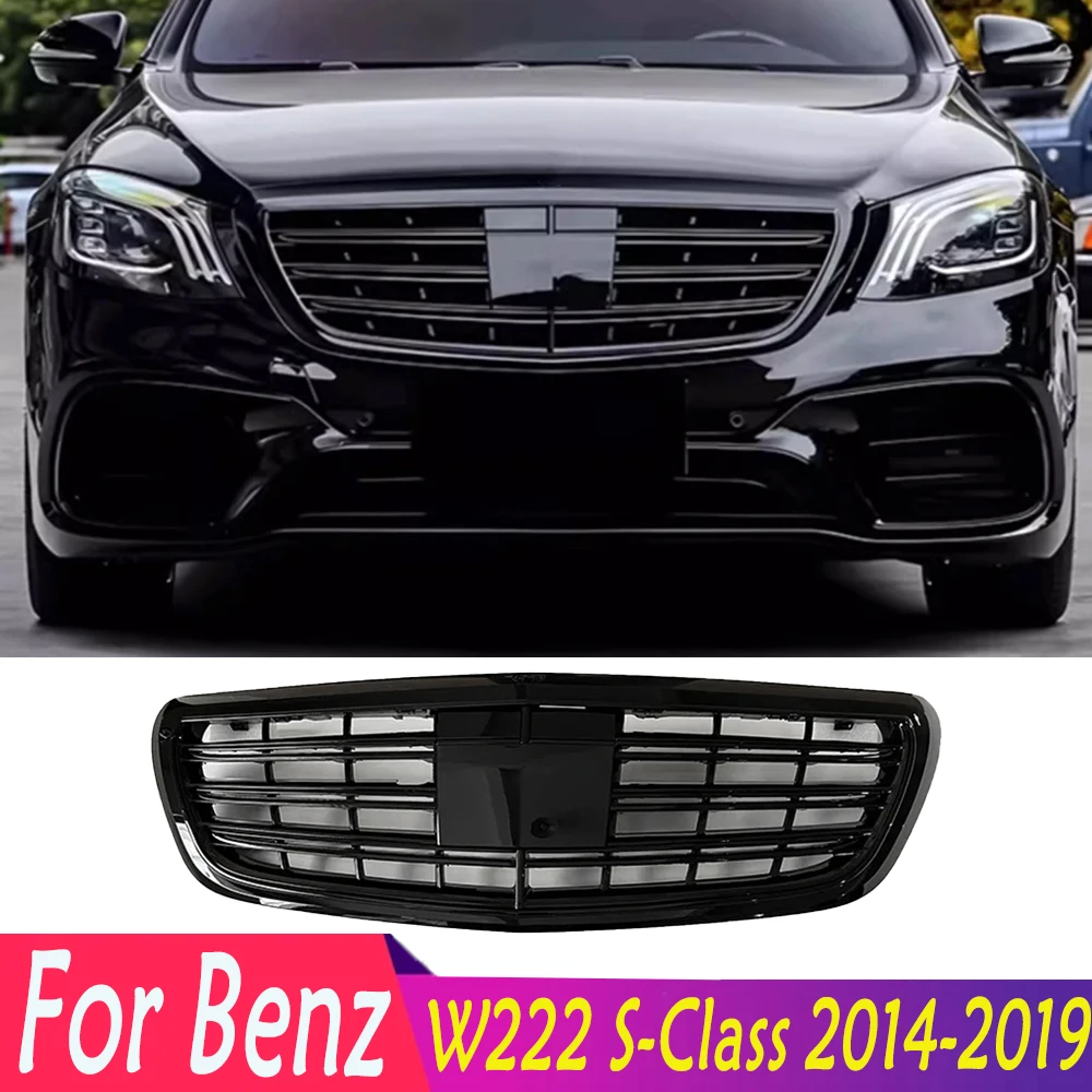 

Передний бампер для Mercedes Benz W222 S-Class S320, S350, S400, S450, S500, S600, 2014-2019, высокое качество, решетка радиатора, капот, гоночный гриль