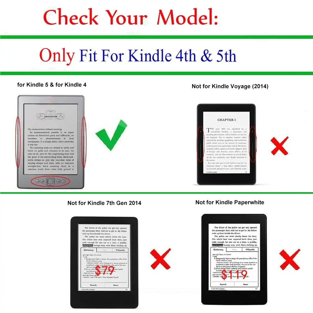 Funda Kindle 5/4 tipo libro PU multiángulo a prueba golpes - imagen 5