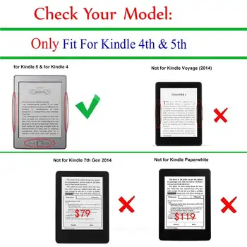 Ochranné pouzdro z umělé kůže pro e-čtečku Kindle 5/4th (model: D01100), folio kryt 2011, nárazuvzdorný, skládací, víceúhlý, stojánek 12 nejlepší prodej pouzdra pro Kindle D01100 - №7