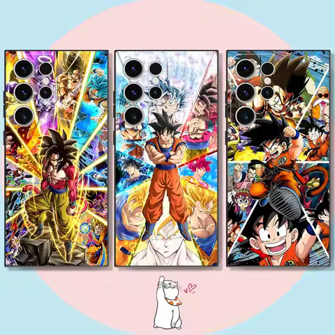 Black Soft Phone Cover Case for Samsung Galaxy S25 Ultra S21 S24 S22 Plus S21+ S23 FE S24Ultra S20 FE Dragon Ball Handsome Goku