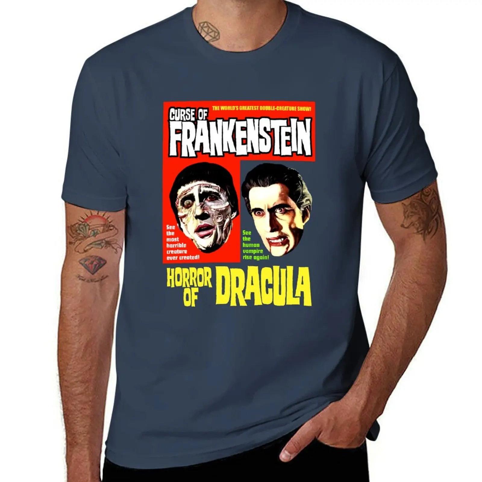 

CURSE OF FRANKENSTEIN HORROR OF DRACULA T-Shirt cotton t shirt man mens graphic t shirts man t shirts for men casual T-Shirt