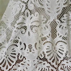 Chiffon Laser Cutting Hollow Lace Fabric Off White Lady Blouse Shirt Dress Making Lace