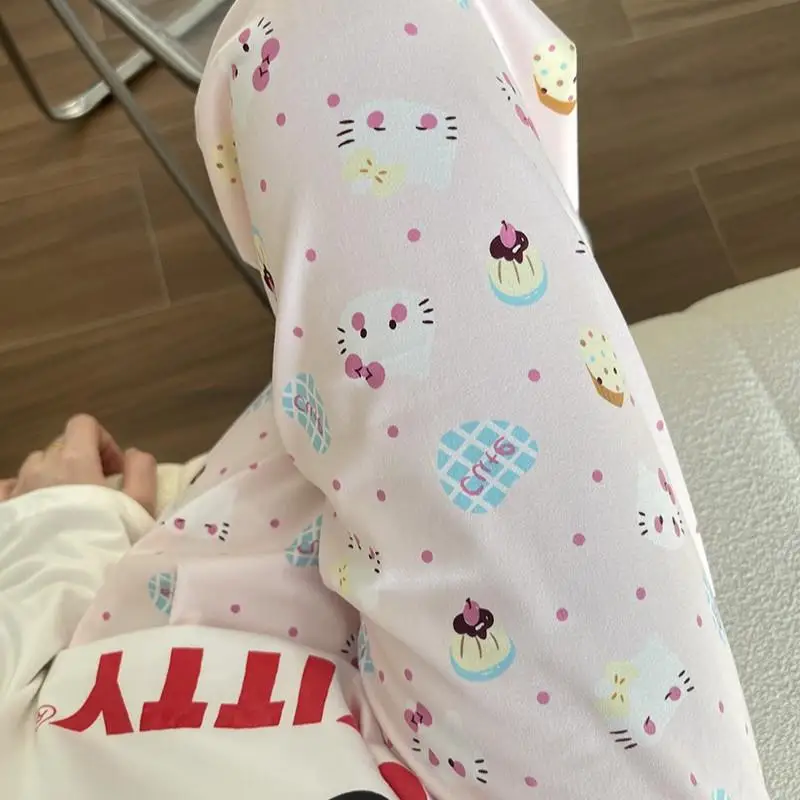 Hello Kitty Pajamas Pants Anime Kawaii Sanrio Pochacco Pajamas Cartoon Casual Soft Comfortable Cute Kuromi Girl Home Wear